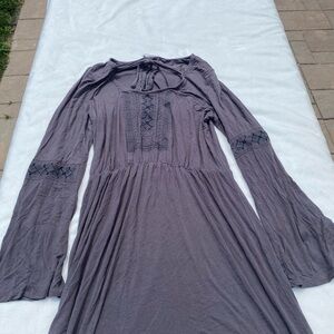 Knox Rose Gray Buttoned Long Sleeve Sundress